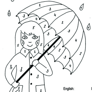 Holčička s deštníkem – barvy v angličtině i němčině