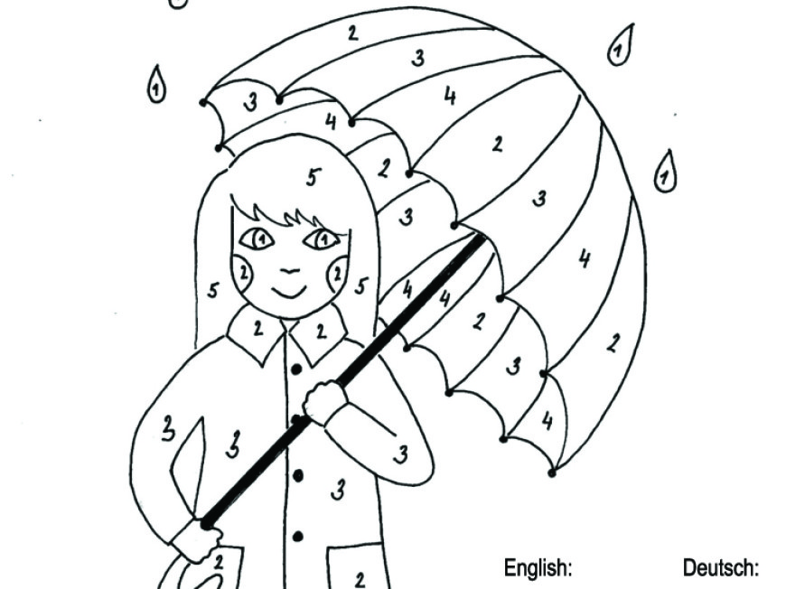 Holčička s deštníkem – barvy v angličtině i němčině