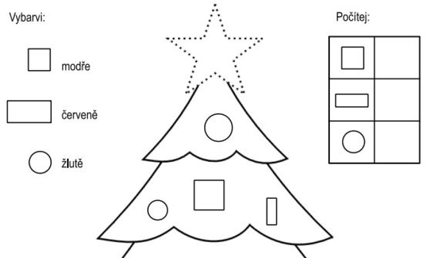 Vánoční stromek – vybarvi a počítej