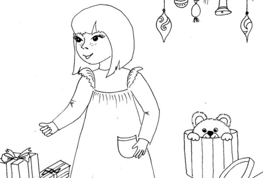 Omalovánka – holčička s dárky
